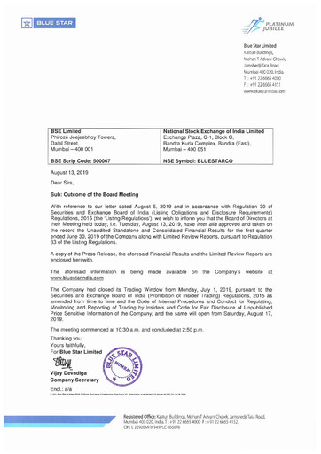 Thumbnail Blue Star
 Quarterly Report 2019-q1