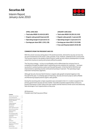 Thumbnail Securitas AB Half-year Report 2010-h1