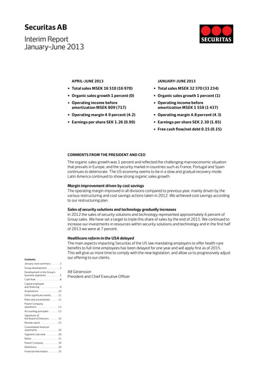 Thumbnail Securitas AB Half-year Report 2013-h1