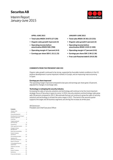 Thumbnail Securitas AB Half-year Report 2015-h1