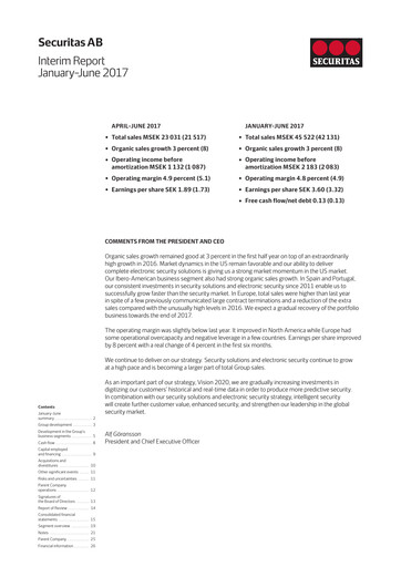 Thumbnail Securitas AB Half-year Report 2017-h1