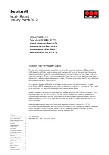 Thumbnail Securitas AB Quarterly Report 2012-q1