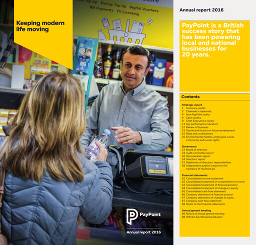 Thumbnail PayPoint Annual Report 2016