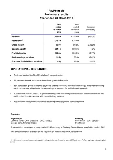 Thumbnail PayPoint Financial Report 2010