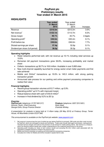 Thumbnail PayPoint Financial Report 2015
