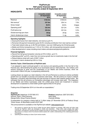 Thumbnail PayPoint Half-year Report 2014-h1