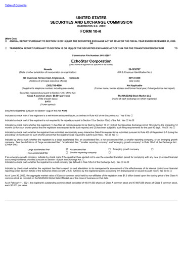 Thumbnail EchoStar Financial Report 2020
