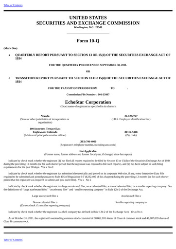 Thumbnail EchoStar Quarterly Report 2011-q3