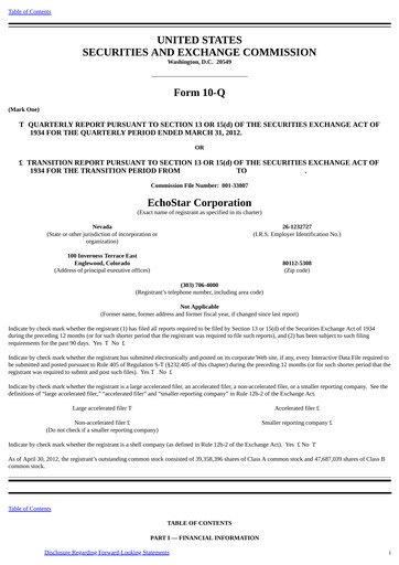 Thumbnail EchoStar Quarterly Report 2012-q1