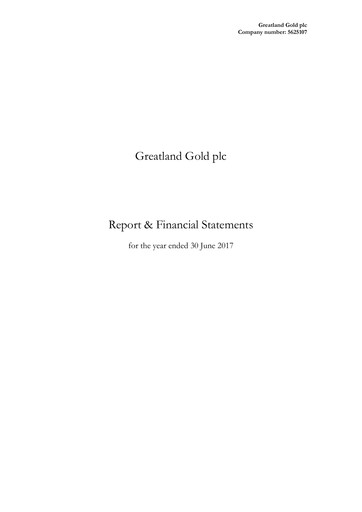 Thumbnail Greatland Gold Annual Report fy2017