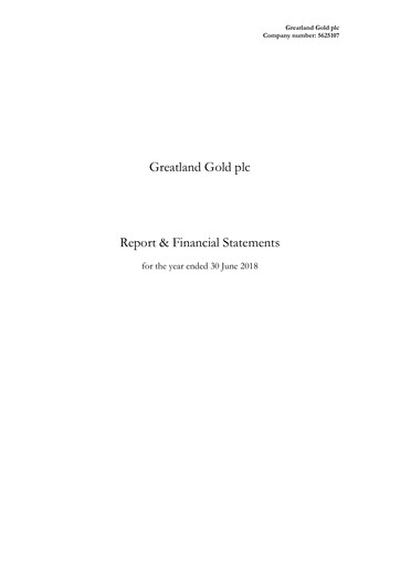 Thumbnail Greatland Gold Annual Report fy2018