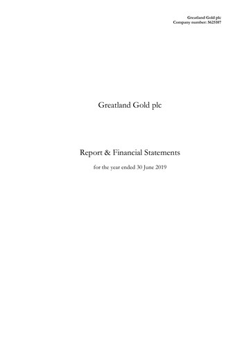 Thumbnail Greatland Gold Annual Report fy2019