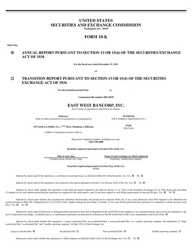 Thumbnail East West Bancorp
 Financial Report 2011