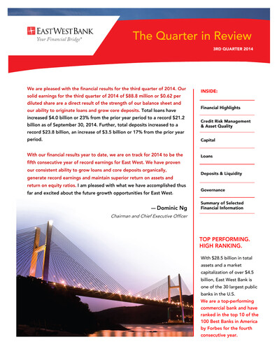 Thumbnail East West Bancorp
 Quarterly Report 2014-q3