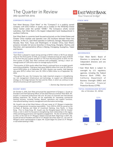 Thumbnail East West Bancorp
 Quarterly Report 2016-q3