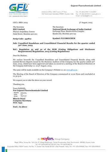 Thumbnail Gujarat Fluorochemicals Quarterly Report 2023-q1