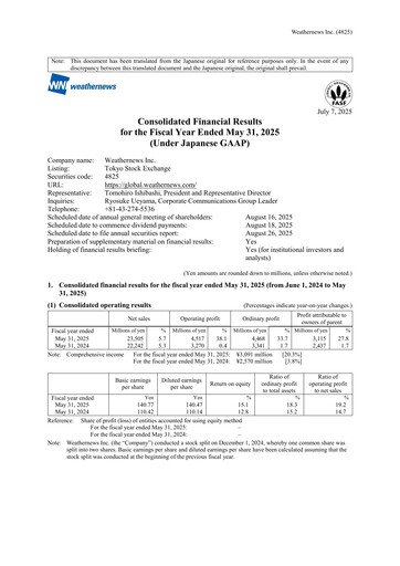 Thumbnail Weathernews Inc. Financial Statement fy2025