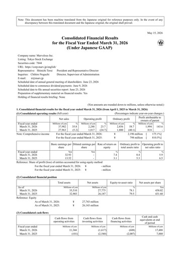 Thumbnail Marvelous Financial Statement fy2026