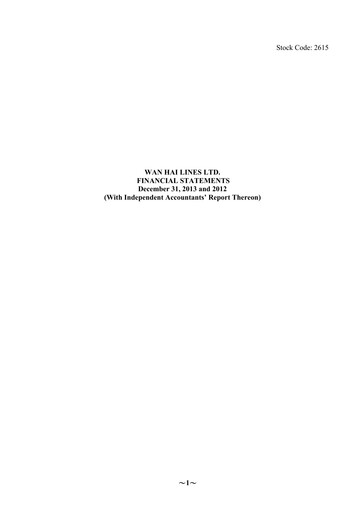 Thumbnail Wan Hai Lines Financial Statement 2013