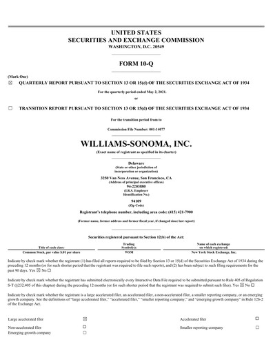 Thumbnail Williams-Sonoma Quarterly Report 2021-q1