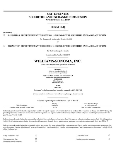 Thumbnail Williams-Sonoma Quarterly Report 2021-q3
