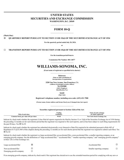 Thumbnail Williams-Sonoma Quarterly Report 2024-q2
