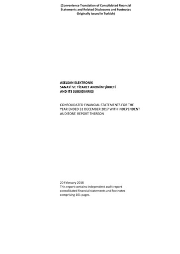 Thumbnail Aselsan Financial Statement 2017