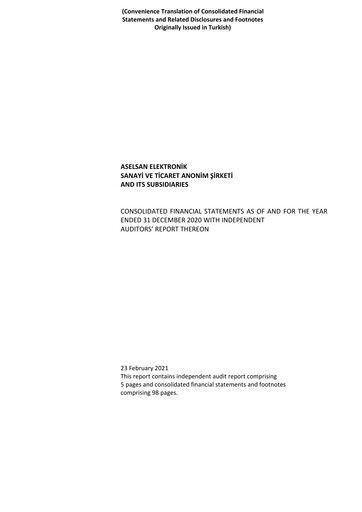 Thumbnail Aselsan Financial Statement 2020