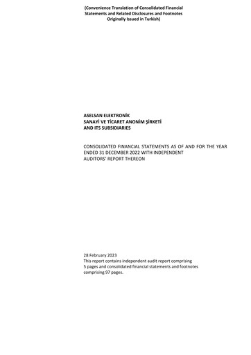 Thumbnail Aselsan Financial Statement 2022