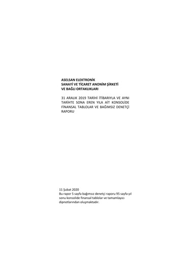 Thumbnail Aselsan Financial Statement 2019