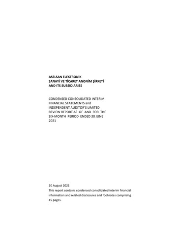 Miniature Aselsan Rapport semestriel 2021-h1