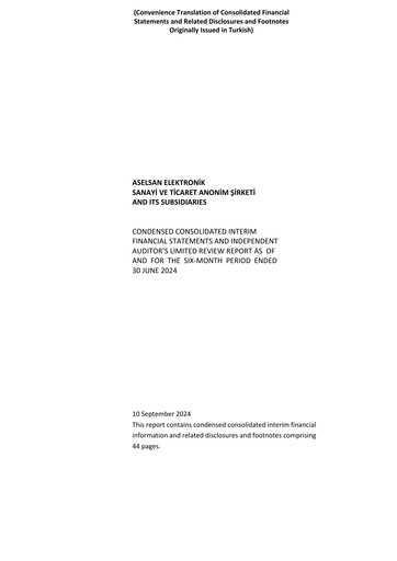 Miniature Aselsan Rapport semestriel 2024-h1