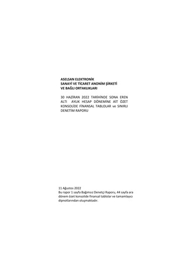 Miniature Aselsan Rapport semestriel 2022-h1