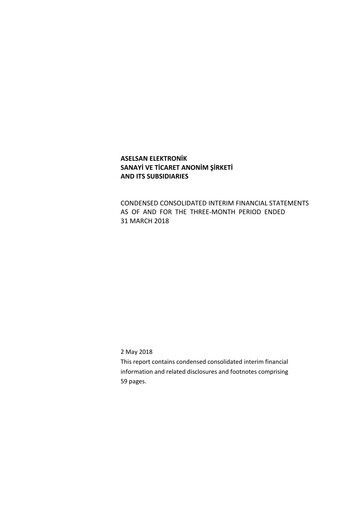 Miniature Aselsan Rapport trimestriel 2018-q1