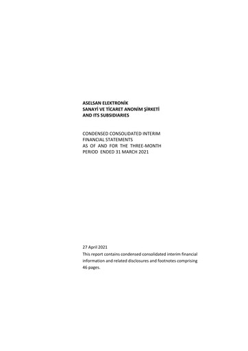 Miniature Aselsan Rapport trimestriel 2021-q1