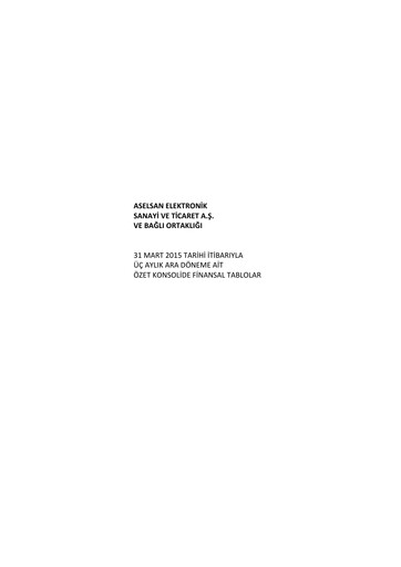 Miniature Aselsan Rapport trimestriel 2015-q1