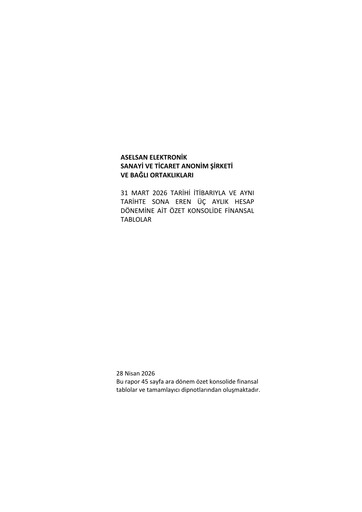 Miniature Aselsan Rapport trimestriel 2026-q1