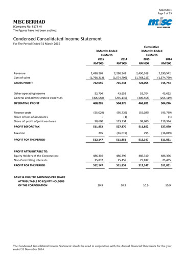 Thumbnail MISC Berhad Quarterly Report 2015-q1