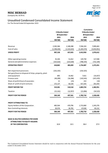 Thumbnail MISC Berhad Quarterly Report 2015-q3