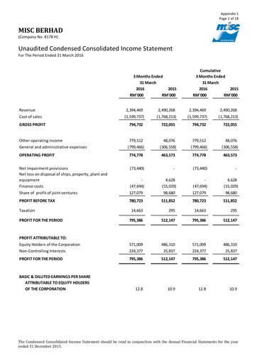 Thumbnail MISC Berhad Quarterly Report 2016-q1