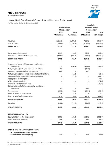 Thumbnail MISC Berhad Quarterly Report 2017-q3