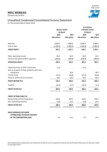 Thumbnail MISC Berhad Quarterly Report 2018-q1