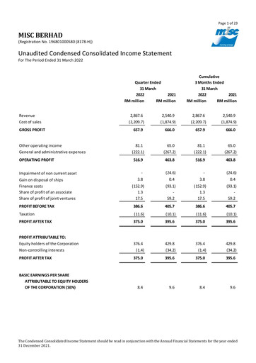 Thumbnail MISC Berhad Quarterly Report 2022-q1