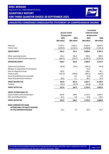 Thumbnail MISC Berhad Quarterly Report 2025-q3