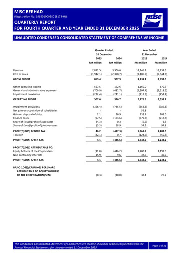 Thumbnail MISC Berhad Quarterly Report 2025-q4