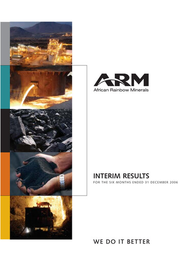 Miniature African Rainbow Minerals Rapport semestriel 2007-h1