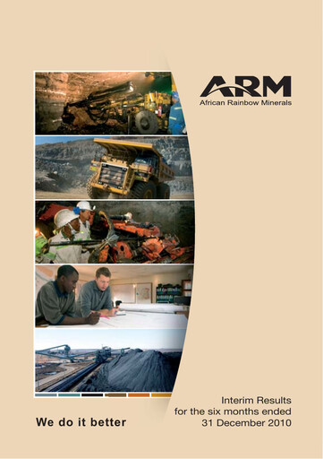 Miniature African Rainbow Minerals Rapport semestriel 2010-h1