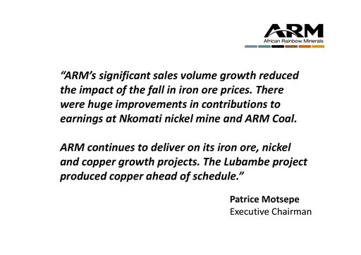 Miniature African Rainbow Minerals Rapport semestriel 2013-h1