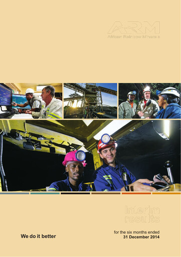 Miniature African Rainbow Minerals Rapport semestriel 2015-h1