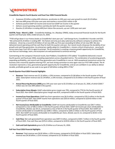 Thumbnail CrowdStrike Financial Report 2026